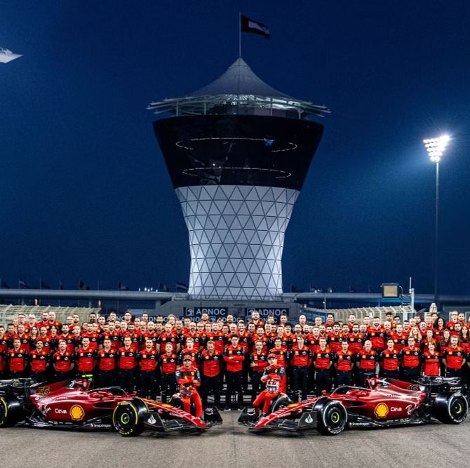 Yas Marina Circuit tower at night